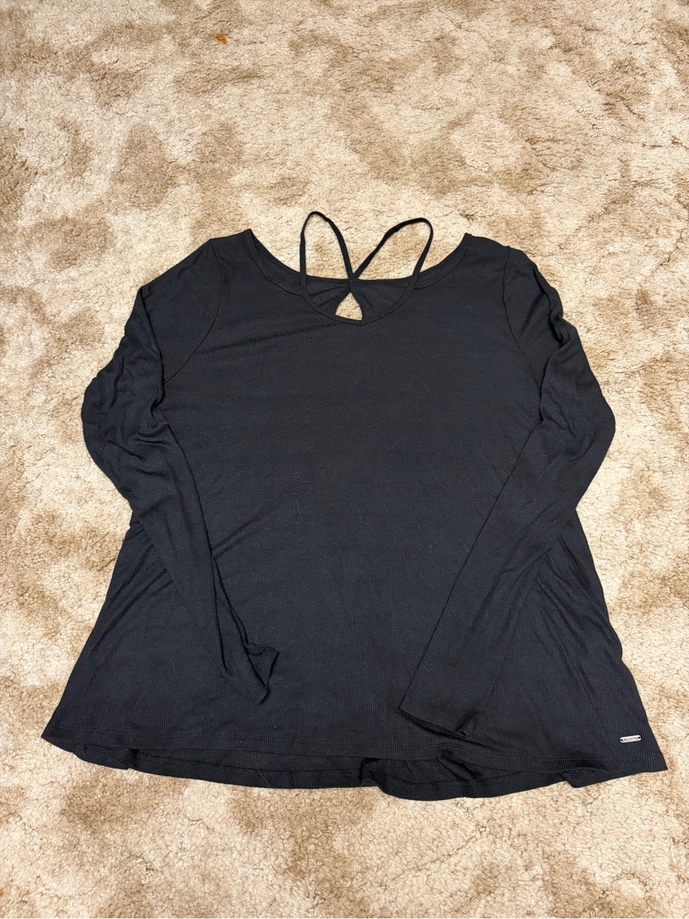 Hollister Black Long-Sleeve Women’s Top with Strappy Keyhole Back
